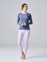 ヒトミ シームレス 長袖 トップス ネイビー