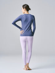 ヒトミ シームレス 長袖 トップス ネイビー