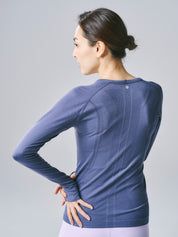 ヒトミ シームレス 長袖 トップス ネイビー