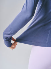 ヒトミ シームレス 長袖 トップス ネイビー