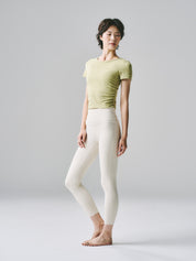 テイラー リブ クロップ トップス  イエロー