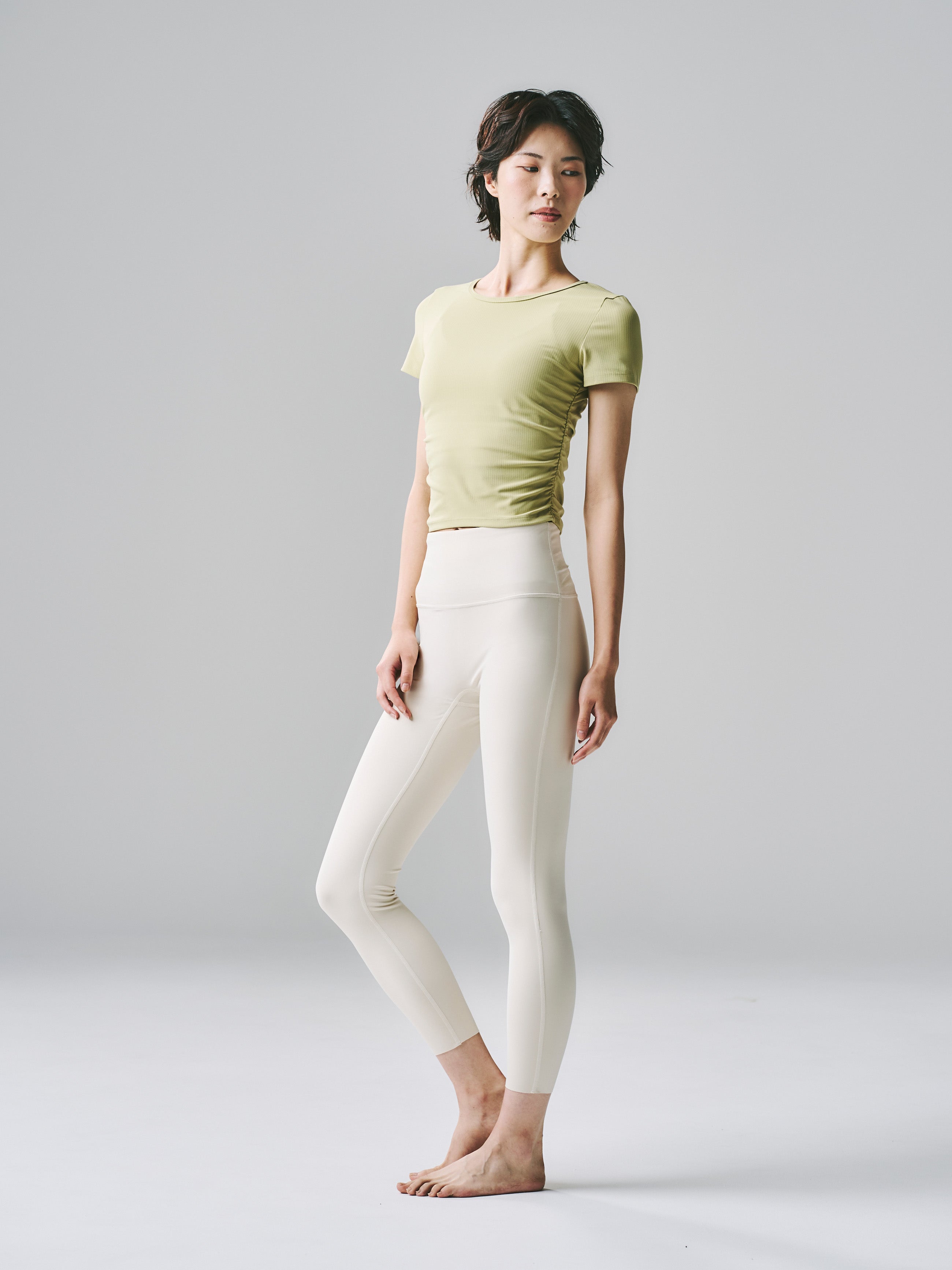 テイラー リブ クロップ トップス  イエロー