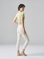 テイラー リブ クロップ トップス  イエロー