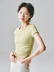 テイラー リブ クロップ トップス  イエロー