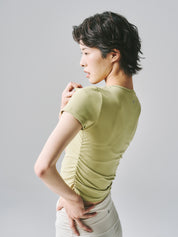 テイラー リブ クロップ トップス  イエロー