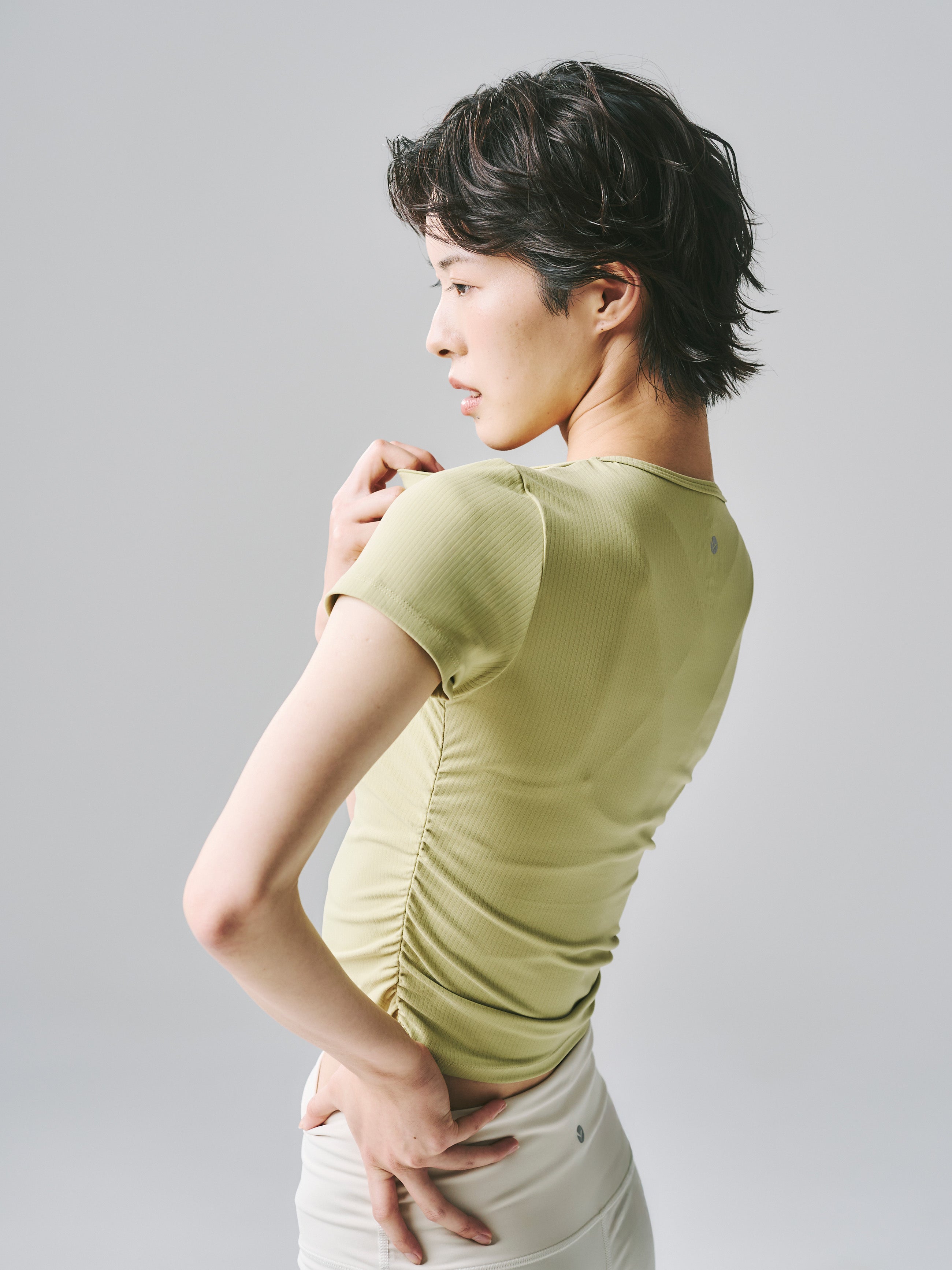 テイラー リブ クロップ トップス  イエロー