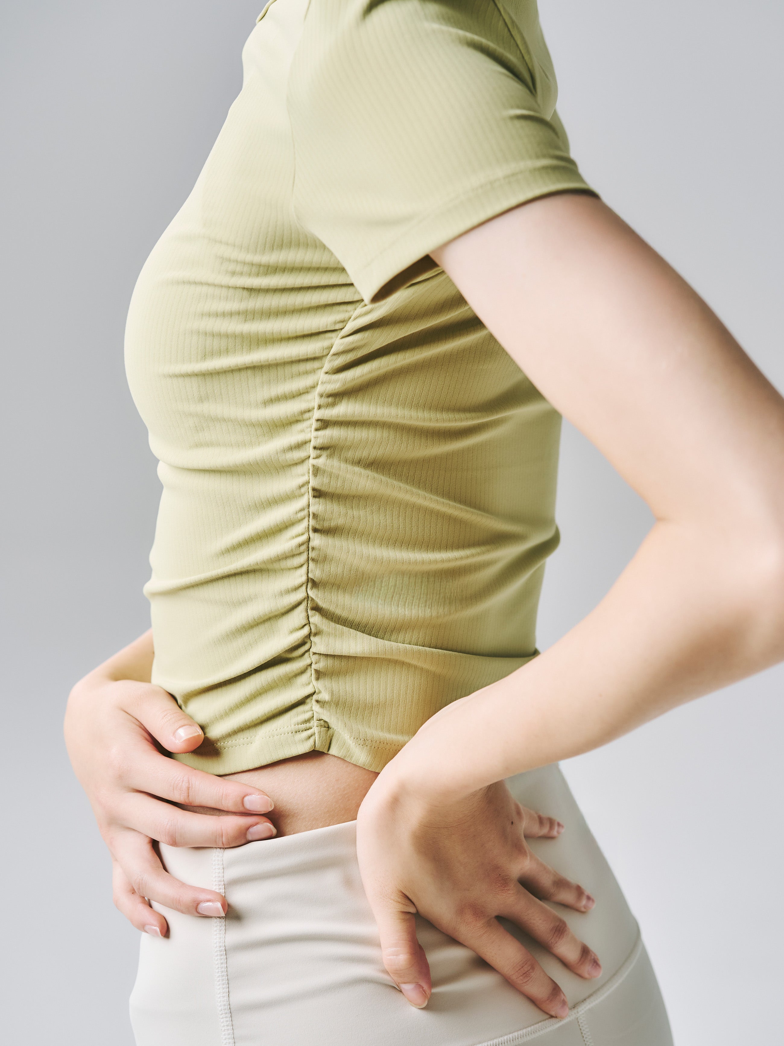 テイラー リブ クロップ トップス  イエロー