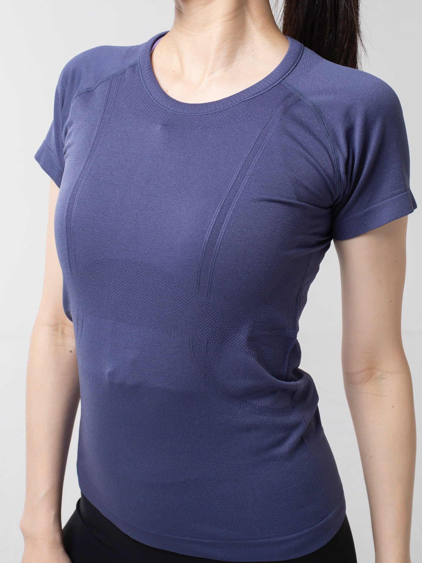 ジーン シームレス ショートスリーブ トップス パープルグレイ