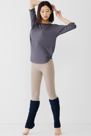 ケーブルニット レッグウォーマー ネイビー