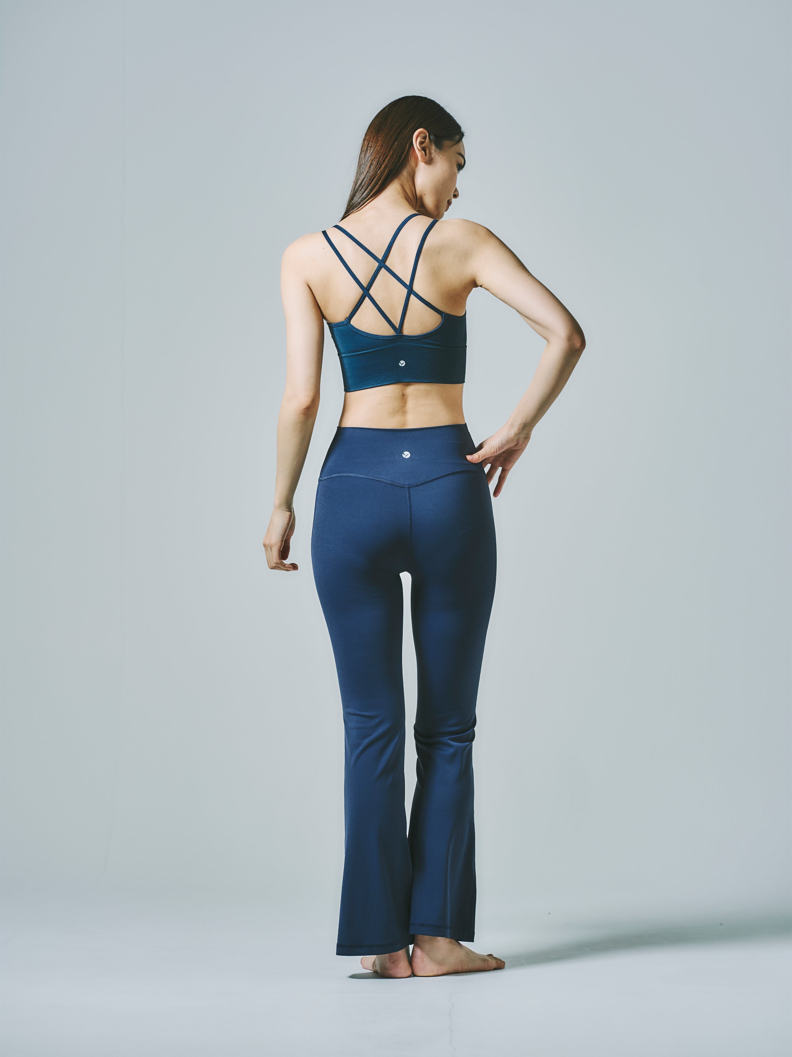 ロング ストレッチ フレアパンツ ネイビー | ヨガ フレアパンツ