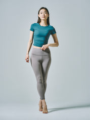 テイラー リブ クロップ トップス  グリーンストーン