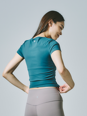 テイラー リブ クロップ トップス  グリーンストーン