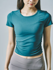 テイラー リブ クロップ トップス  グリーンストーン