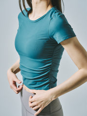 テイラー リブ クロップ トップス  グリーンストーン