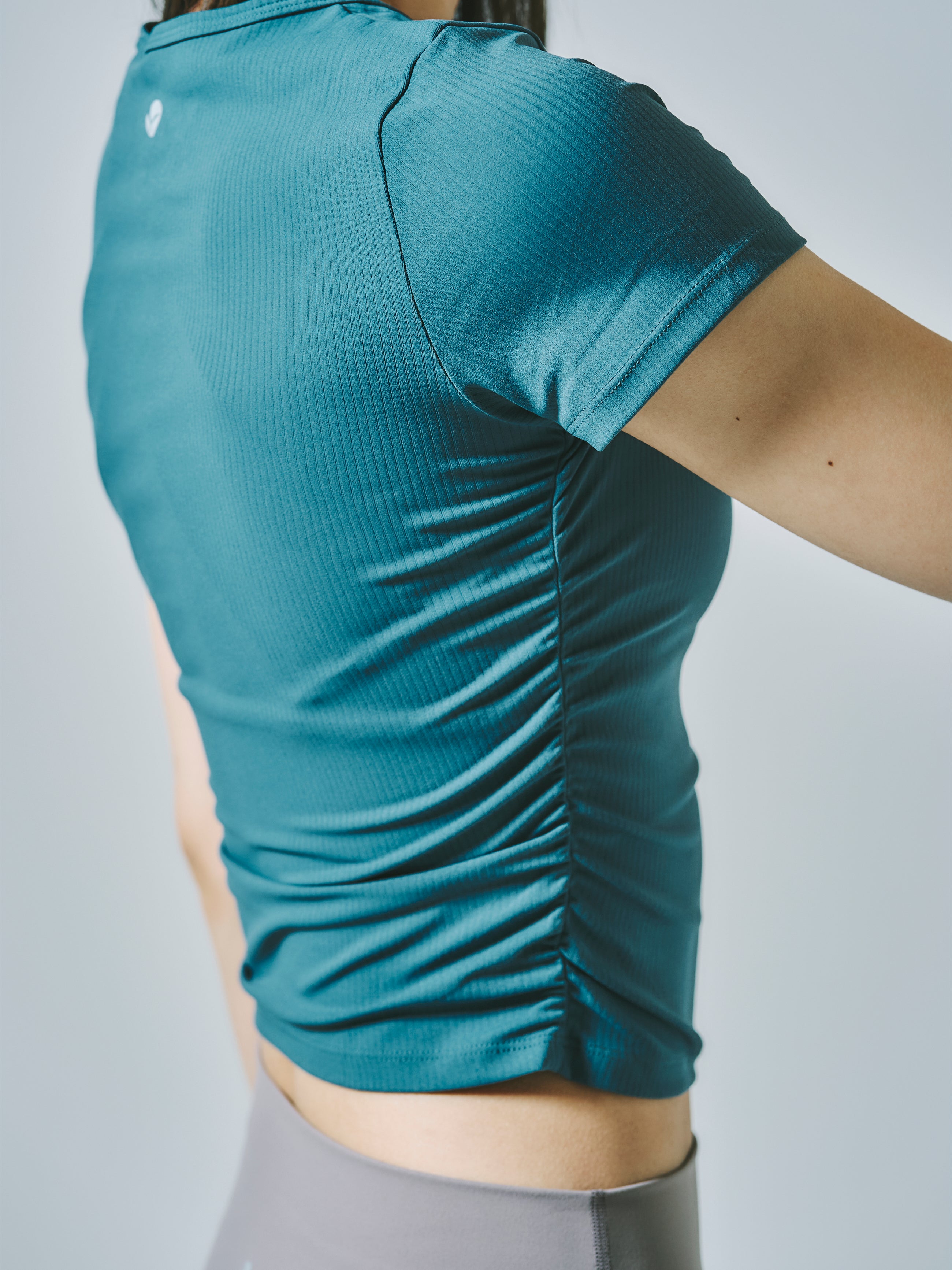 テイラー リブ クロップ トップス  グリーンストーン