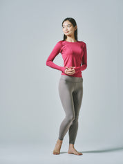 ヒトミ シームレス 長袖 トップス マゼンタ