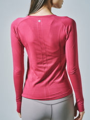 ヒトミ シームレス 長袖 トップス マゼンタ