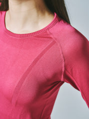 ヒトミ シームレス 長袖 トップス マゼンタ