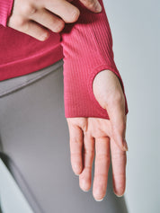 ヒトミ シームレス 長袖 トップス マゼンタ