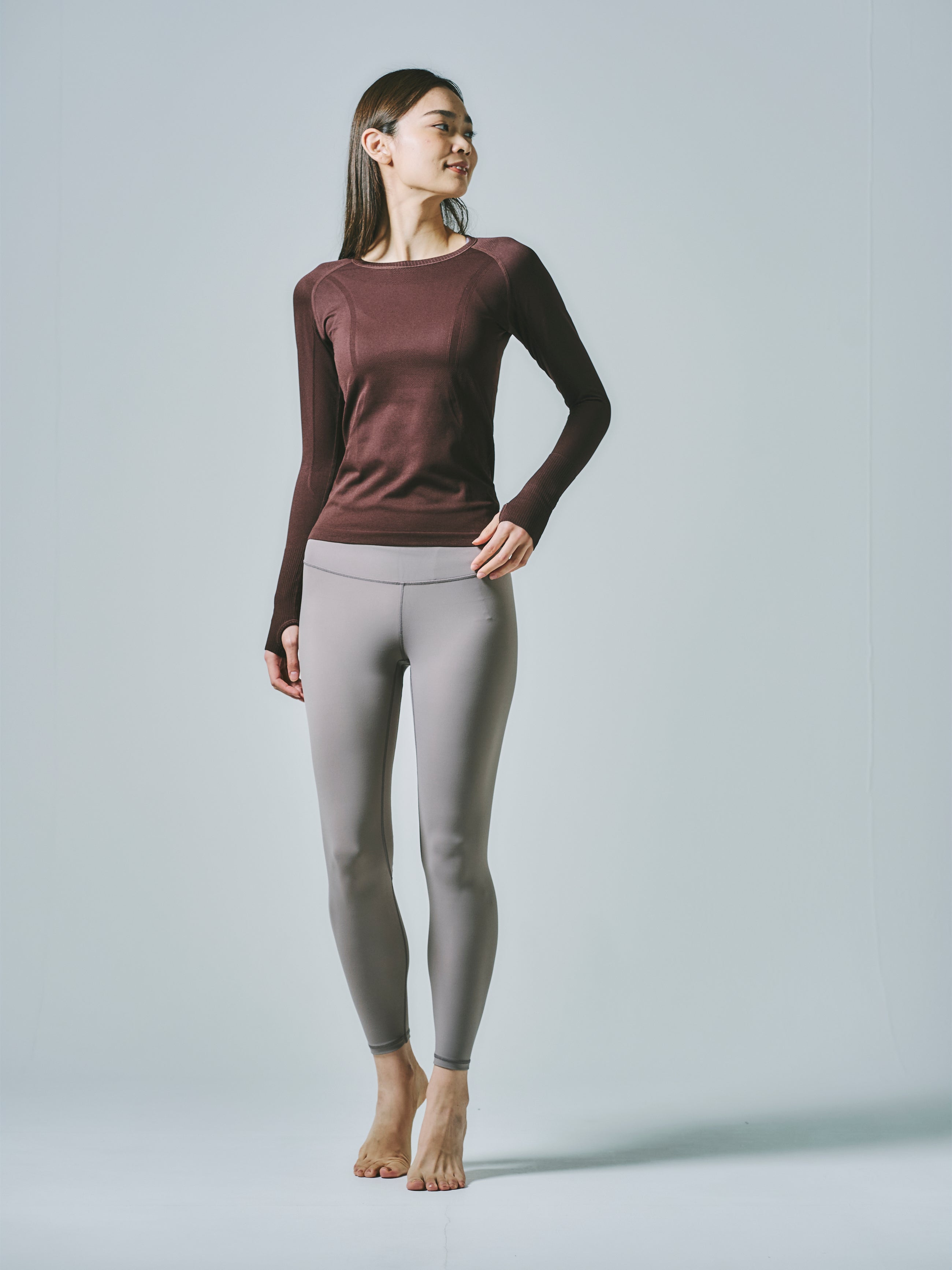 ヒトミ シームレス ランニング トップス コーヒー | ロングスリーブ