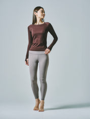 ヒトミ シームレス 長袖 トップス コーヒー