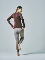 ヒトミ シームレス 長袖 トップス コーヒー