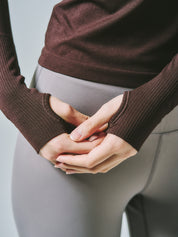 ヒトミ シームレス 長袖 トップス コーヒー