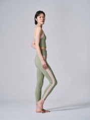 プレミアム バイカラー ハイウエストレギンス オリーブ・サクラ
