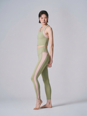 プレミアム バイカラー ハイウエストレギンス オリーブ・サクラ
