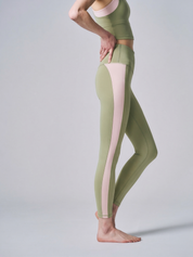 プレミアム バイカラー ハイウエストレギンス オリーブ・サクラ