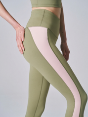 プレミアム バイカラー ハイウエストレギンス オリーブ・サクラ
