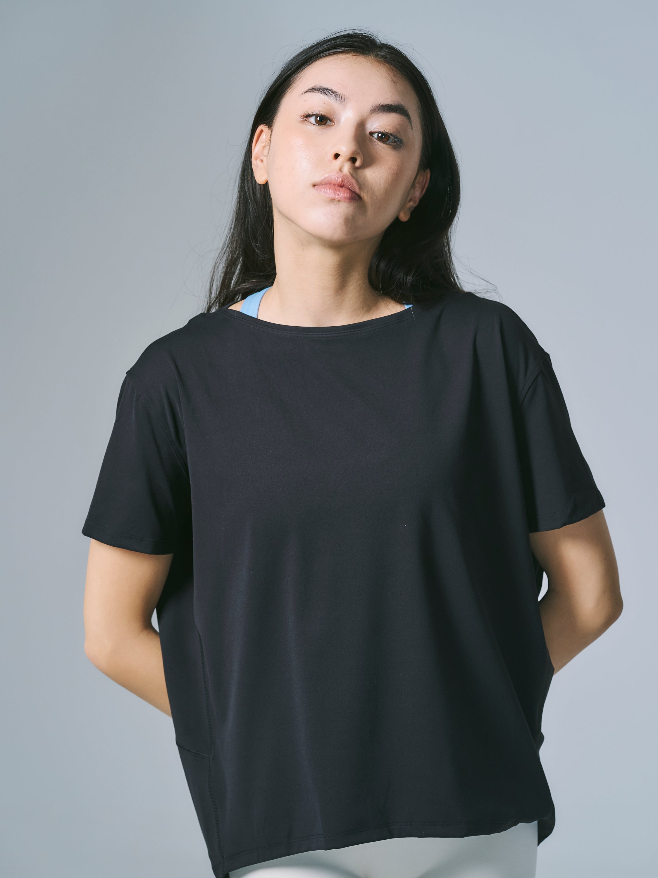 デボラ リラックス トップス ショート Tシャツ ブラック