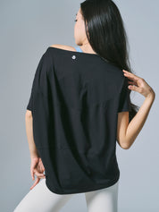 デボラ リラックス トップス ショート Tシャツ ブラック