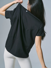 デボラ リラックス トップス ショート Tシャツ ブラック