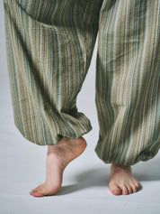 マーヤ バルーン パンツ コットン ストライプ グリーン