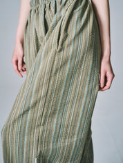 マーヤ バルーン パンツ コットン ストライプ グリーン