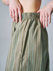 マーヤ バルーン パンツ コットン ストライプ グリーン