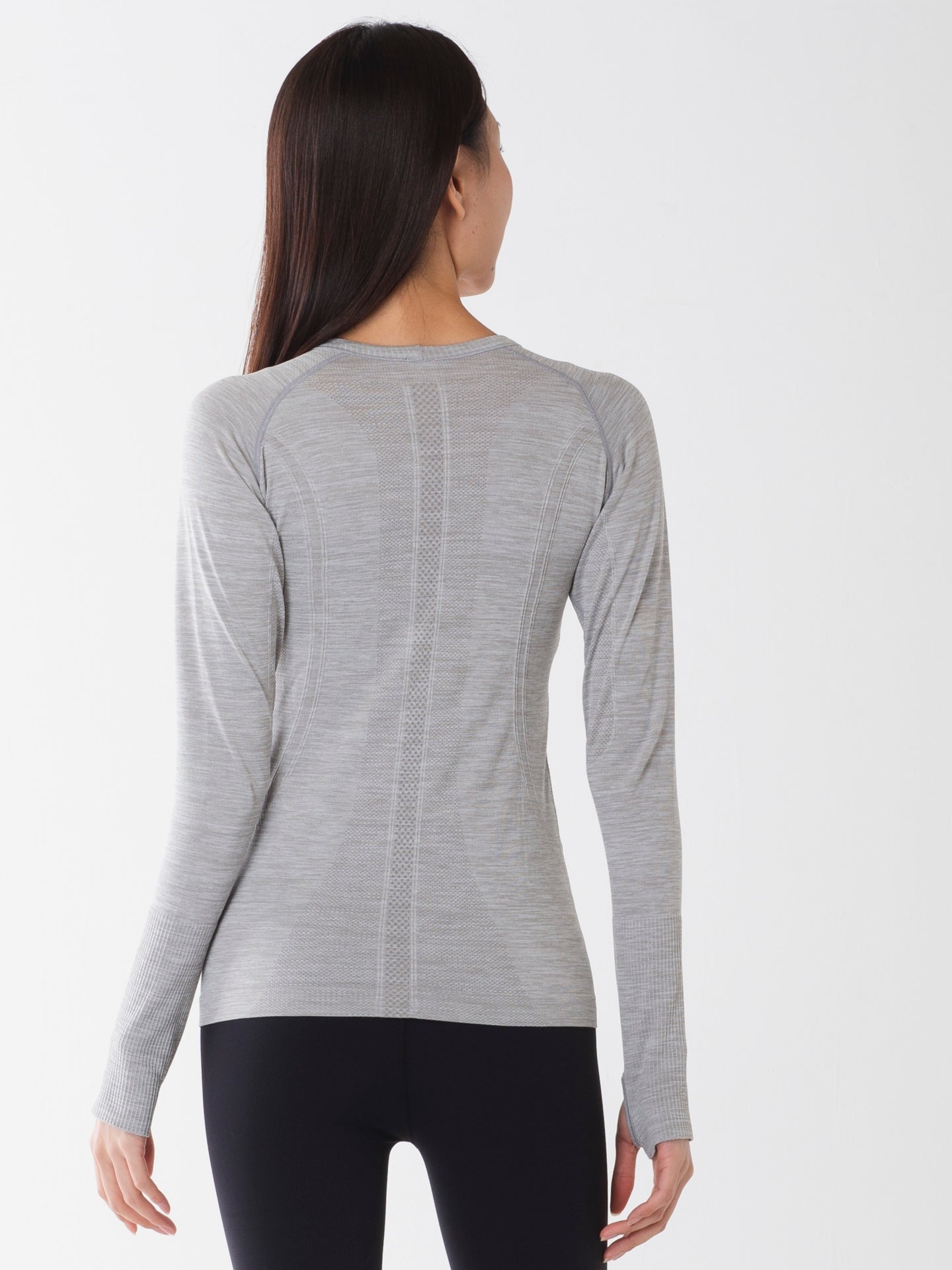 ヒトミ シームレス 長袖 トップス グレーマール