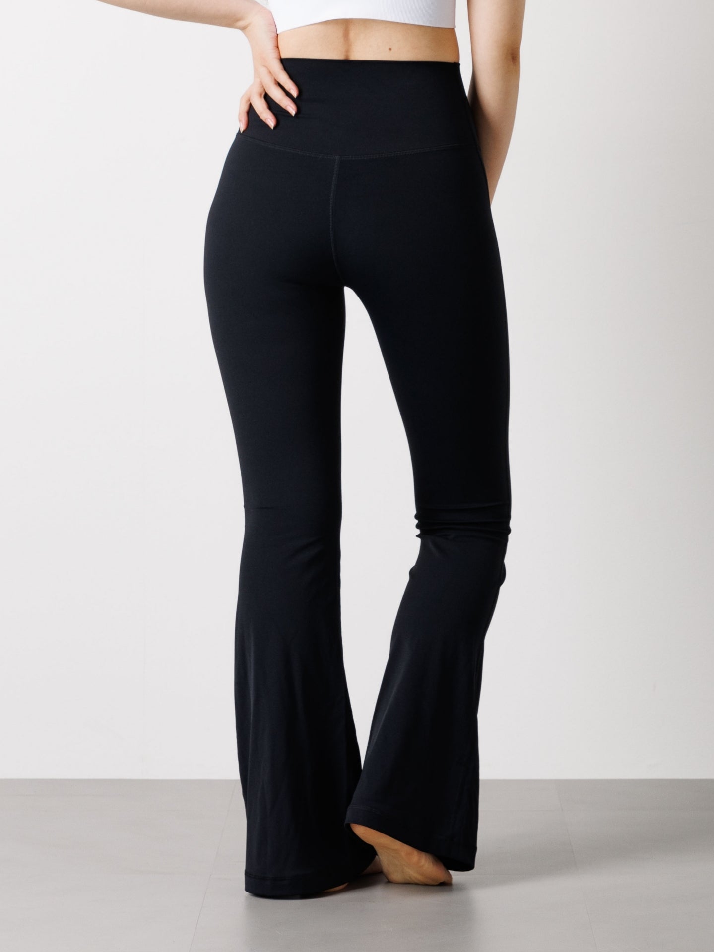 ロング ストレッチ フレアパンツ ブラック | ヨガ フレアパンツ