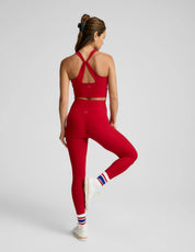 BEYOND YOGA スペースダイ センタード ミディ レギンス ホリー レッド ヘザー