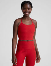 BEYOND YOGA スペースダイ スリム レーサーバック クロップド タンク ホリー レッド ヘザー