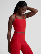 BEYOND YOGA スペースダイ スリム レーサーバック クロップド タンク ホリー レッド ヘザー