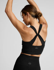 BEYOND YOGA スペースダイ ツイスト スルー クロップド タンク ダーケスト ナイト