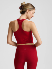 BEYOND YOGA スペースダイ ハイ ネック クロップド タンク ホリー レッド ヘザー