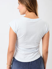 MANDALA サイド ラッフルド トップ【GOTS認証 オーガニックコットン】ベビーブルー