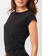 MANDALA サイド ラッフルド トップ【GOTS認証 オーガニックコットン】 ブラック