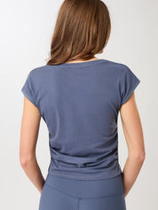 MANDALA サイド ラッフルド トップ【GOTS認証 オーガニックコットン】エクリプス ブルー