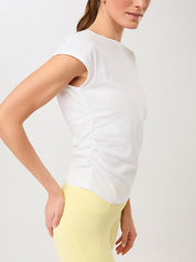 MANDALA サイド ラッフルド トップ【GOTS認証 オーガニックコットン】 ホワイト