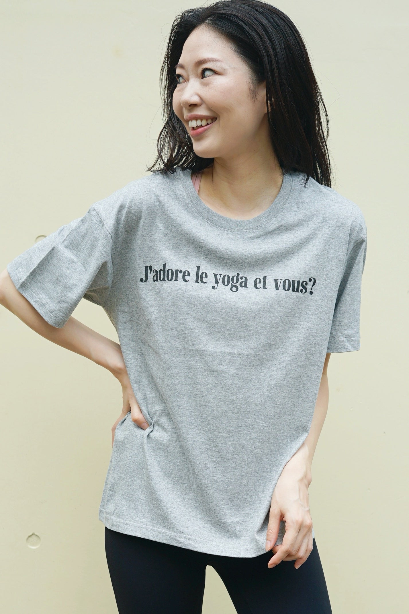 ［Tシャツ］  i love yoga t-shirts grey
