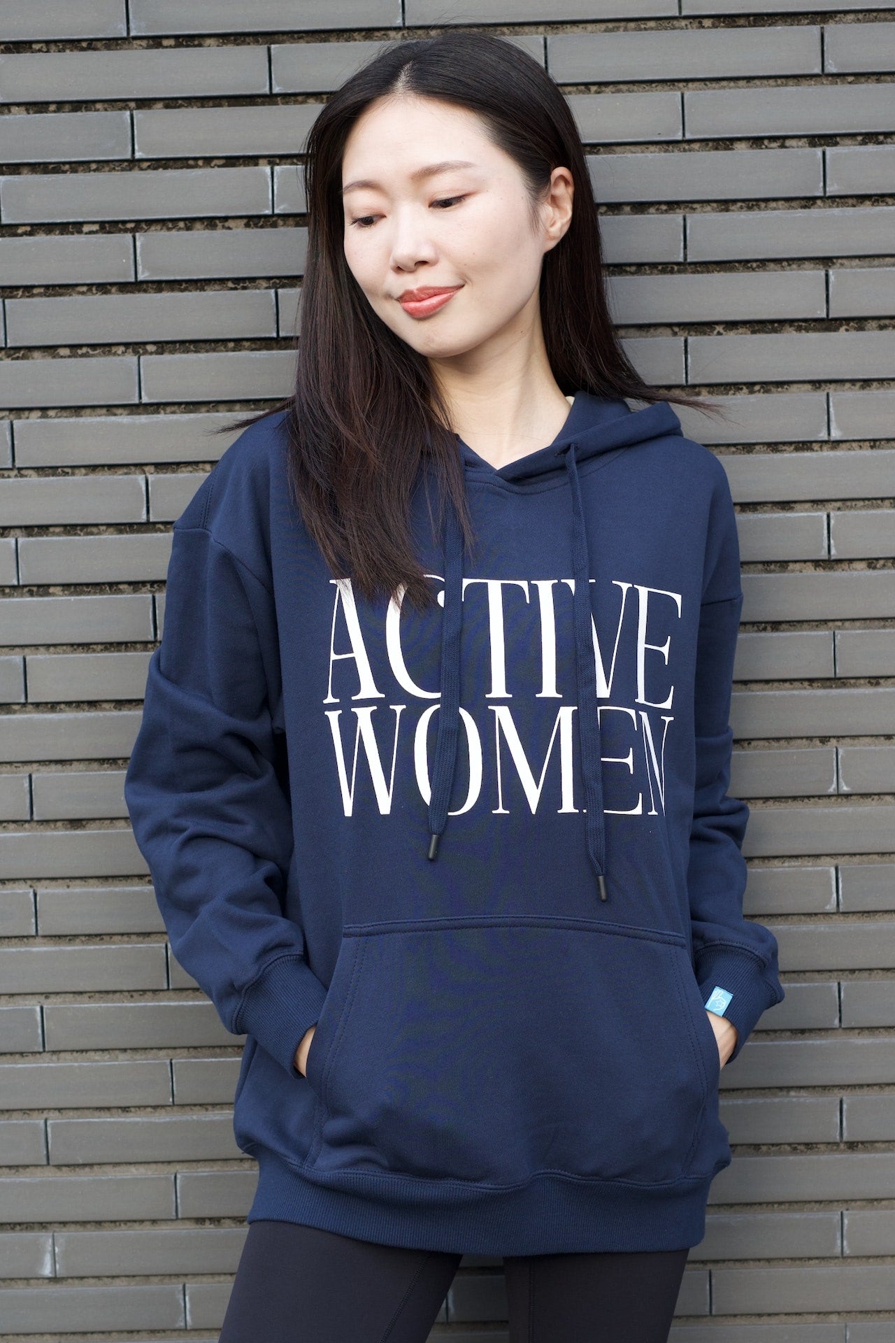 カレッジ ロゴ フーディー レディース Active Women hoodie navy